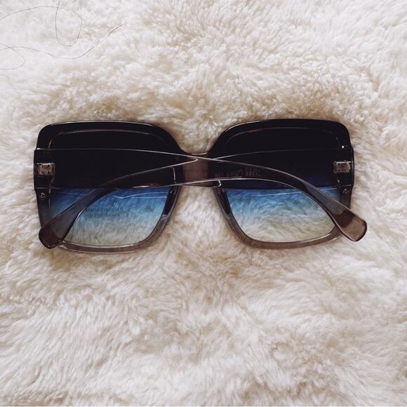 Abby Clear Blue Square Frame Sunglasses - Picture 10 of 10